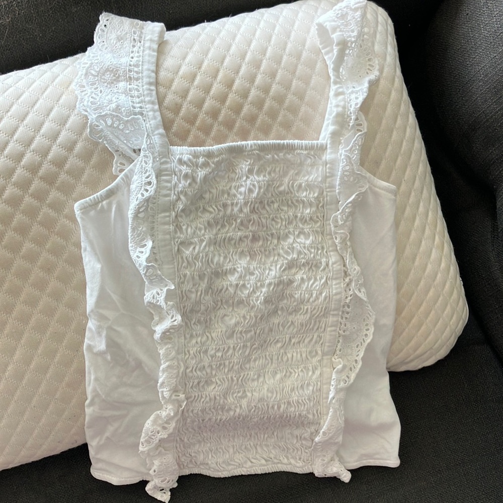 EUC white smocked tank